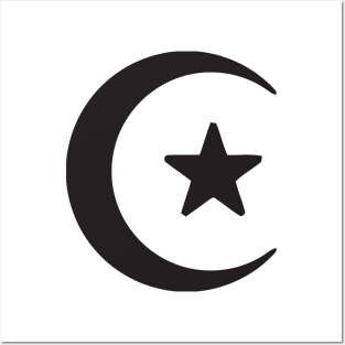 Crescent Moon Star Symbol Logo Icon Silhouette Emoticon Posters and Art